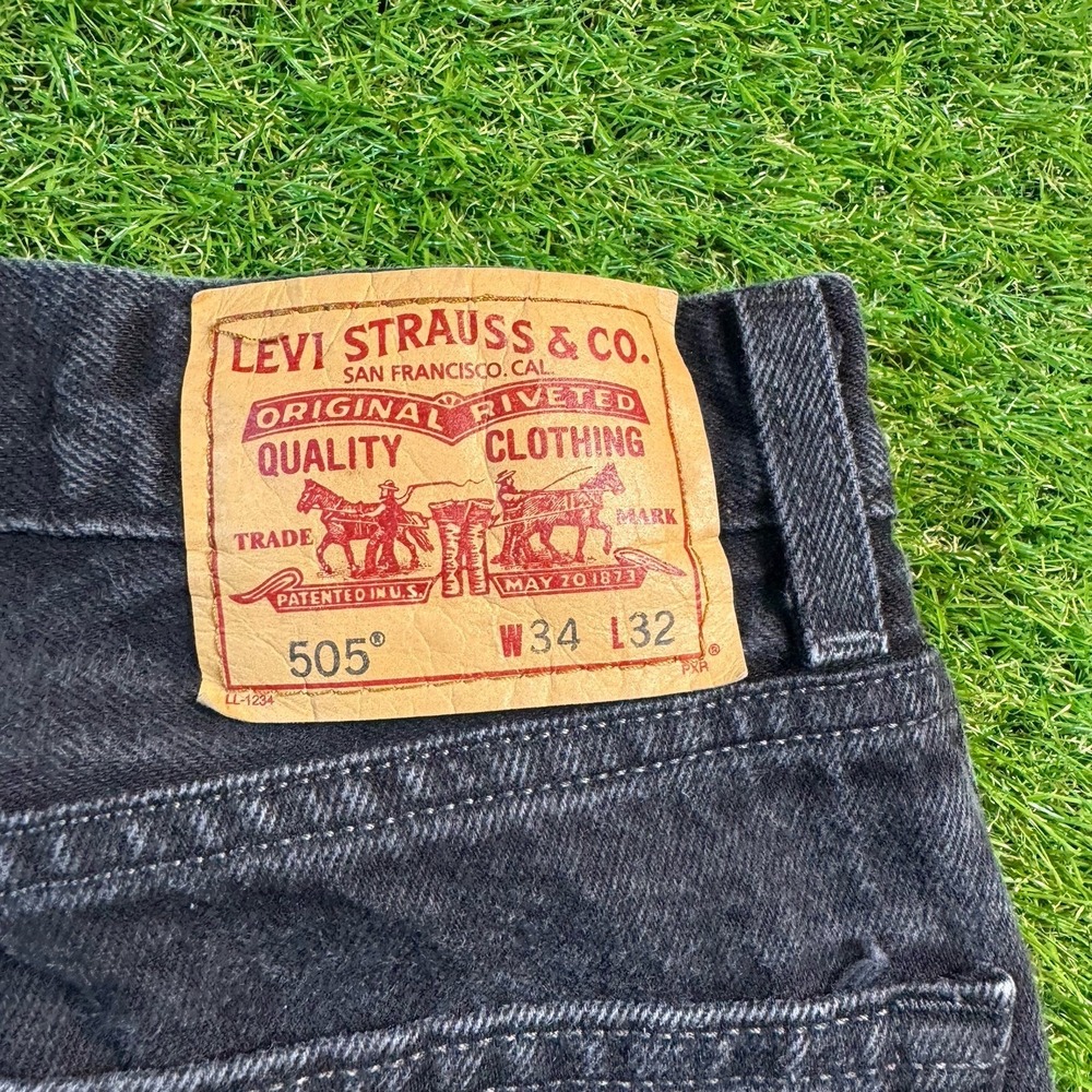 Vintage Levi's 505 Jeans Mens 34x32 (Fits 33x31) Black Y2K Grunge Baggy Goth Emo - Picture 10 of 14
